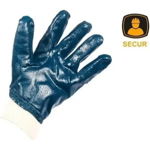Guante Nitrilo Azul Oscuro Secur Antideslizante Puño Lona Poliuretano