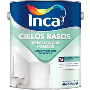 Pintura Para Cielo Raso Inca Directo Sobre Hongos 4 Litros A Blanco Mate
