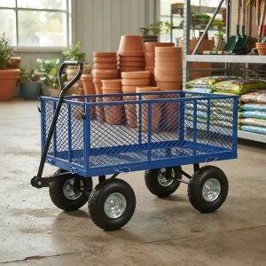 Carro Carga Jardin Multiuso 4 Ruedas Inflables Alphapro Cmj7 Azul