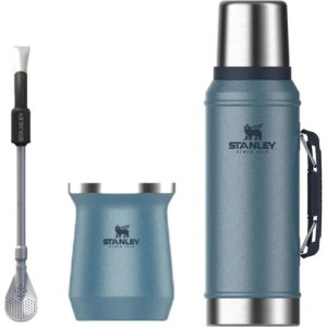 Combo Termo Stanley 940 Con Mate Stanley Y Bombilla Spoon Color Bombilla Negra Con Mate Azul