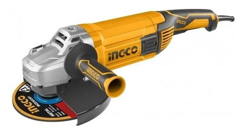 Amoladora Angular Ingco Industrial Ag24008 De 60 hz Color Amarillo 2400 w 110 v + Accesorio Amarillo 60 Hz