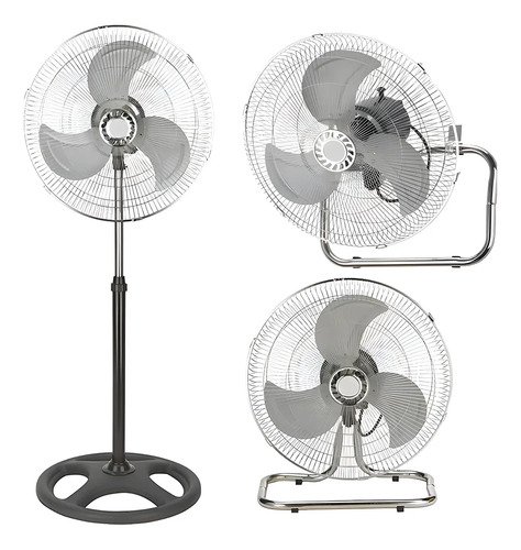 Ventilador 3en 1 1158795 Pie Con 3 Aspas De Metal Estructura Color Plateado, 50cm De Diámetro 50 Cm