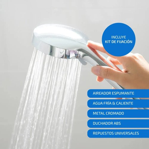 Ducha Canilla Monocomando Baño Metal Duchador Transferencia Cromado - Imagen 2