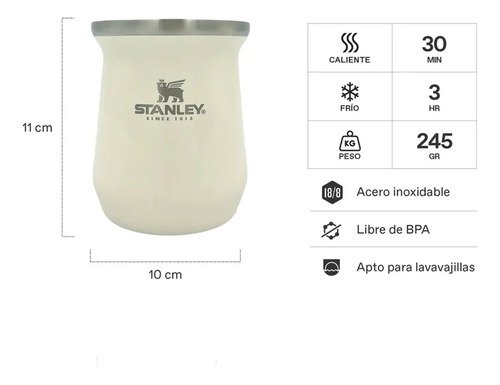 Mate Stanley Acero Inoxidable 236 Ml Color Cream Gloss - Imagen 3