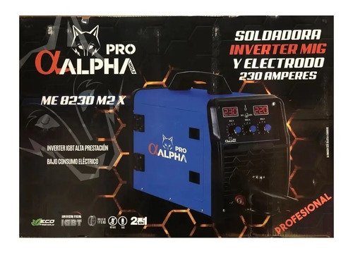 Soldadora 2 En 1 Inverter Mig Electrodo Alpha Pro 230amp Tyt Azul - Imagen 2