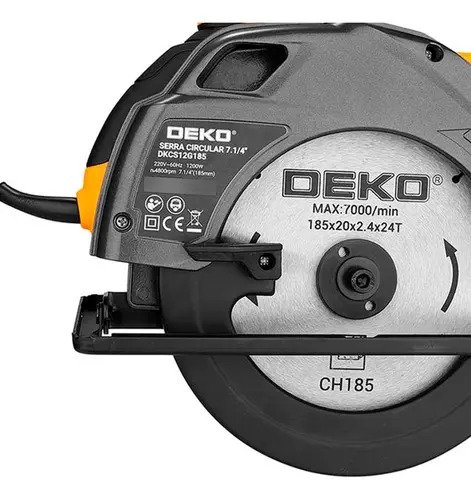 Sierra Circular 7 1/4 Deko Dkcs12g185 1200w Hoja 185x20mm Color Amarillo 50 Hz - Imagen 3