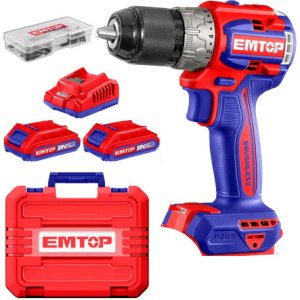 Taladro Eléctrico Emtop Ecdl20602-4 Con Maletín Y Accesorios Rojo