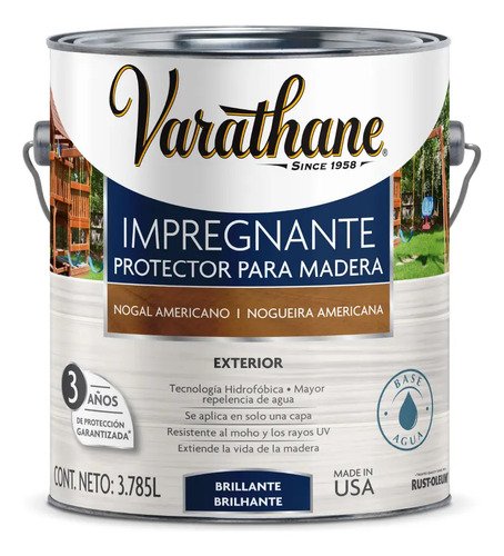 Impregnante Protector Base Agua Brillante Varathane 3,785 L Nogal Americano Marrón Oscuro