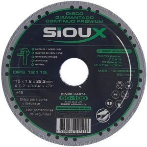 Disco Diamantado Continuo Premium Multifunción 115mm Sioux Color Negro