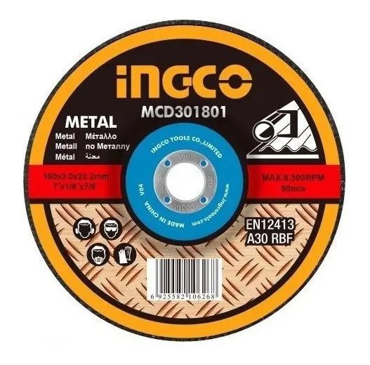 Discos De Corte 4½'' Ingco 1.2mm Caja Metálica X 10 Unidades Amarillo - Imagen 2