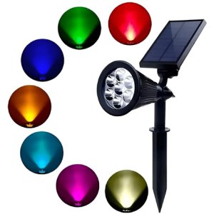 Foco Solar Jardín Exterior Luz Led De Varios Colores 2w Rgb Negro