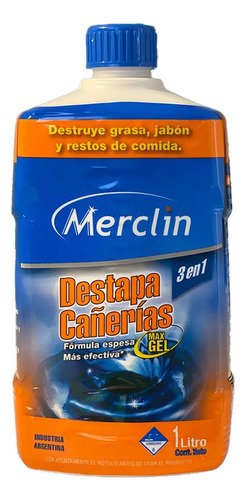 Destapa Cañerías Max Gel 1 L 3 En 1 Merclin - Imagen 2