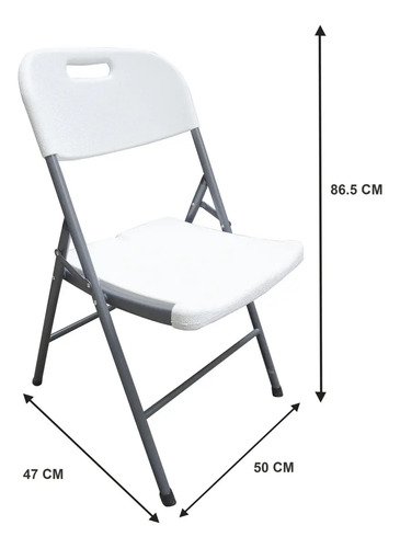 Silla Plegable Plastico Reforzada Jardín Exterior Alpina Blanco Plegable - Imagen 5