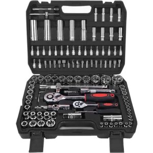 Juego De Herramientas Dados Mecánicas 108 Pcs Kit, 1/2, 1/4, Negro
