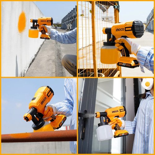 Pistola De Pintar Inalambrica Ingco Naranja Claro - Imagen 9