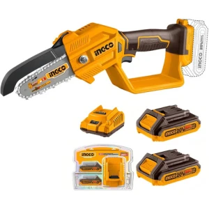 Motosierra Ingco Cgsli20581 + 2 Baterías Y Cargador Color Amarillo