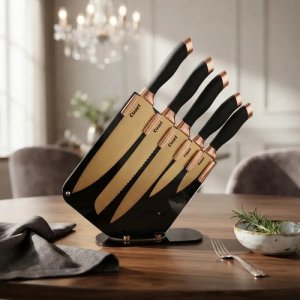Juego De Cuchillos Cuori Acero Inox. Dorado Rima