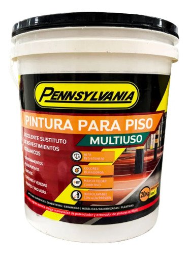 20l Pintura Pisos Fachadas Pennsylvania 11 Colores + Acabado Mate Color Teja