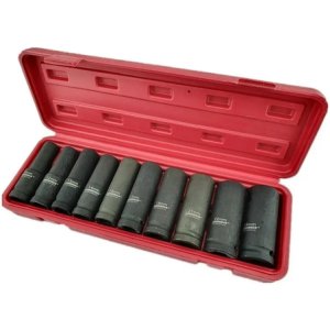 Juego Caja Dados Impacto 1/2 Pulgada 10 Piezas Crownman Negro