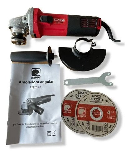 Amoladora Equus 810 Watts Para Disco De 4.5 Uso Profesional Color Rojo Frecuencia 50hz - Imagen 3