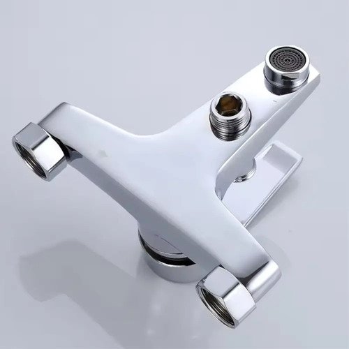 Grifería Monocomando Para Baño Cromada Montaje De Pared 15cm Gris Cromado - Imagen 4