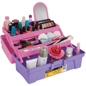 Caja Cosmetiquera 14'' Rosa/morado Bandeja Plegable Pretul