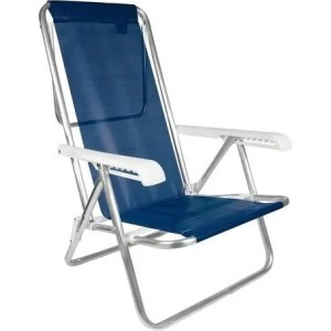Silla De Playa Mor De Aluminio Con 8 Posiciones, Color Azul Marino