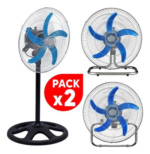Pack X2 Ventilador 3en1 Like 5 Aspas Dimm 53 Cm 50-60hz Negro Cromada Aluminio 5. 50 Hz X 60 Hz Azul - Imagen 2