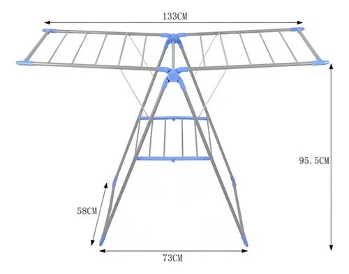 Tendedero Plegable Ganga Shop Acero Inoxidable 2 Niveles Ajustable Azul Y Plata - Imagen 6