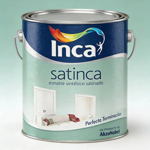 Esmalte Sintético Inca Satinca Negro Satinado De 4 L Para Interiores Y Exteriores