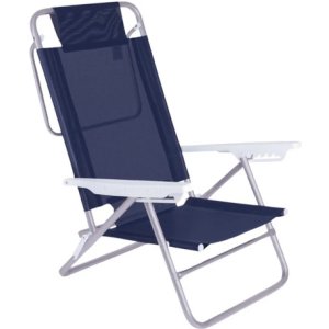 Silla Reclinable De Aluminio De 6 Posiciones De Verano Praia Mor Color Blue Azul