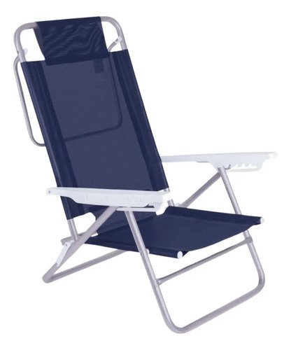 Silla Reclinable De Aluminio De 6 Posiciones De Verano Praia Mor Color Blue Azul