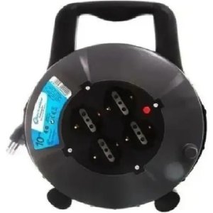 Alargue 10mts Con Enrollador 4 Schuko + Tierra