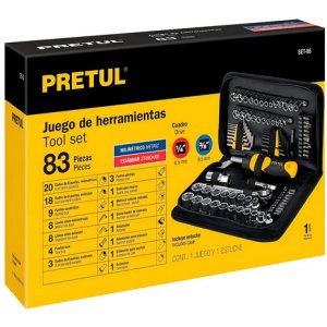 Juego Dados Llaves Puntas Allen Con 83 Piezas Pretul Set-85 Color Cromado