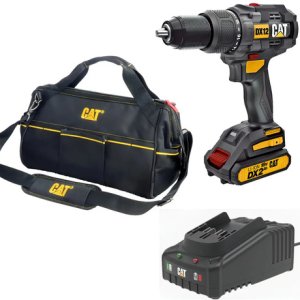 Kit Taladro Caterpillar Más Cargador ,batería De 2ah Y Maleta Negro