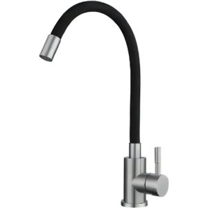 Monocomando Flexible Para Cocina De Mesada Rimontti Negro Cromado