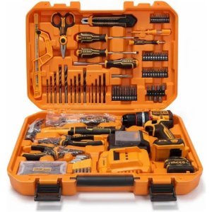Kit De Herramientas Ingco 166 Pzs, Taladro Atornillador 20v