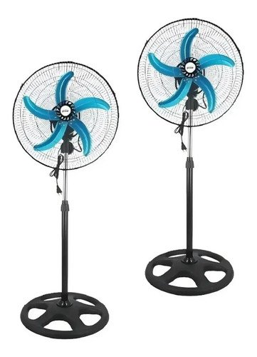 Ventilador De Pie Adkar 12 Pulgadas Plateado 50w 5 Aspas Metálicas 30.48 Cm 50 Hz 5 Aspas Azul 3