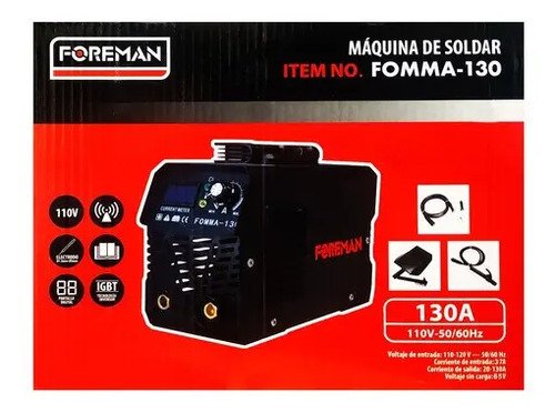Soldadora Inverter Mma 130amp /110v Pro+accesorios Foreman Negro - Imagen 4