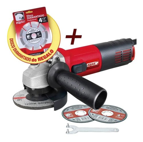 Amoladora Equus 810 Watts Para Disco De 4.5 Uso Profesional Color Rojo Frecuencia 50hz - Imagen 4
