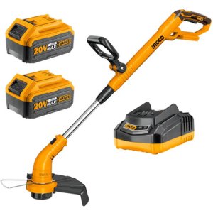 Cortadora De Césped, 2 Baterías, 20 V, 4 Ah, Cgtli20018 Ingco, Color Naranja