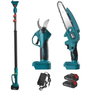 Set De Poda Electrico Tijera Con Motosierra Telescopico 2en1 Jardin Purare Technologic