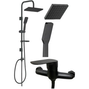Mezcladora De Baño Monocomando Ducha Negro Mate Con Accesorios Rimontti