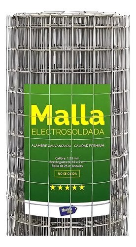 Tejido Malla Electrosoldada Galvanizada Rollo 1.0m X 25 Mts Color Alumino