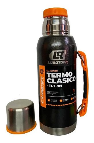 Termo Acero Inox 1 Lt Lusqtoff Tl1-9n Tapón Cebador Color Negro - Imagen 4