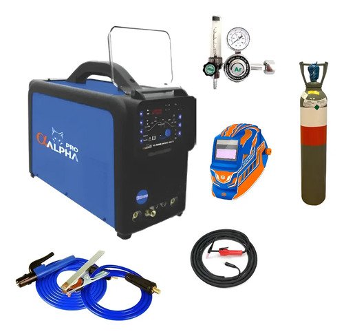 Soldadora Tig Acdc 200a Alpha + Tubo + Manom + Careta Combo Azul