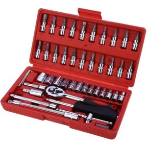 Set Juego Caja Herramientas 46 Piezas Dados Chicharra Rojo