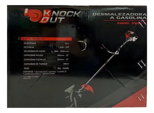 Desmalezadora Knock Out Gasolina 52cc 2hp Tanza Reforzada - Imagen 3