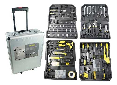 Kit Herramientas Alpina 186 Piezas Valija Maletin Aluminio Plateado
