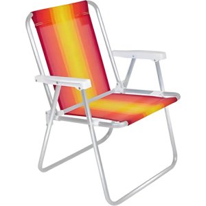 Silla De Playa Lazer De Aluminio, 110 Kg, Color Naranja